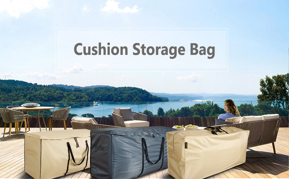 Extra-Large Waterproof Cushion Storage Bag with Handles & Zipper, Heavy-Duty, UV-Resistant, 48"L x 16"D x 22"H