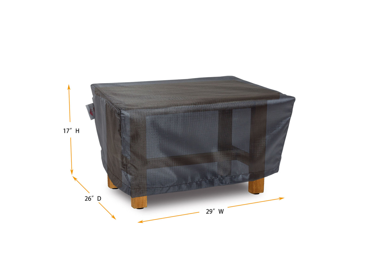 Ottoman Cover Rectangle - 29" W x 26" D x 17" H Gold