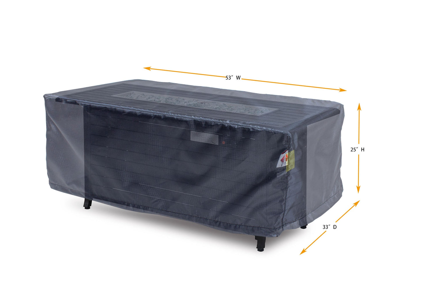 Rectangle Fire Table Cover - 53" W x 33" D x 25" H - Mercury