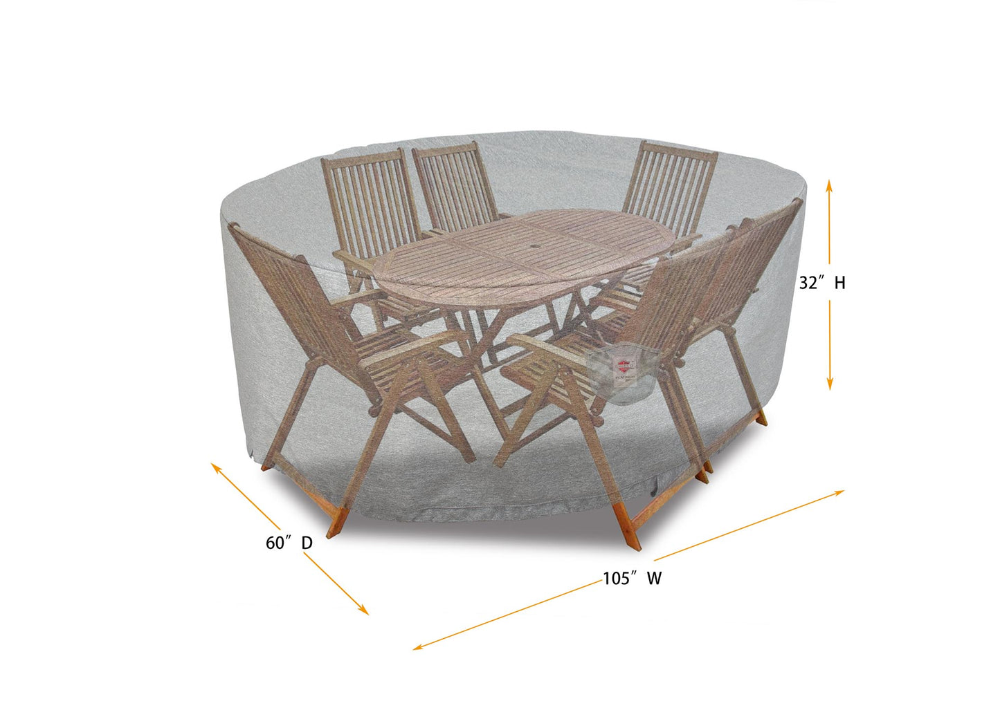 Premium Heavy-Duty Oval Dining Set Cover - 3-Layer Water & UV-Resistant, Platinum Series, 105"W x 60"D x 32"H for Outdoor Patio Furniture