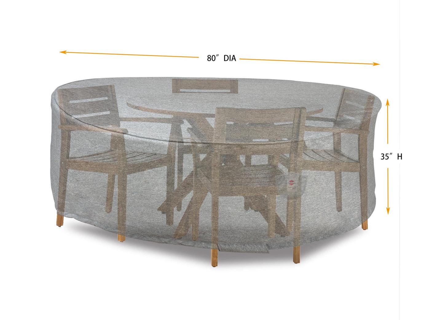 Premium Heavy-Duty Round Dining Set Cover - 3-Layer Water & UV-Resistant, Platinum Series, 80"Dia x 35"H for Outdoor Patio Furniture
