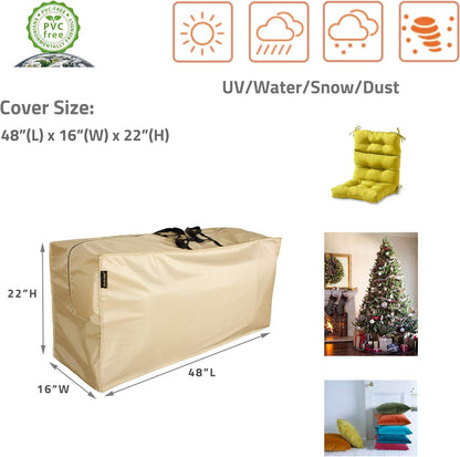 Extra-Large Waterproof Cushion Storage Bag with Handles & Zipper – Heavy-Duty, UV-Resistant, for Pillows, Christmas Tree, Patio Cushion