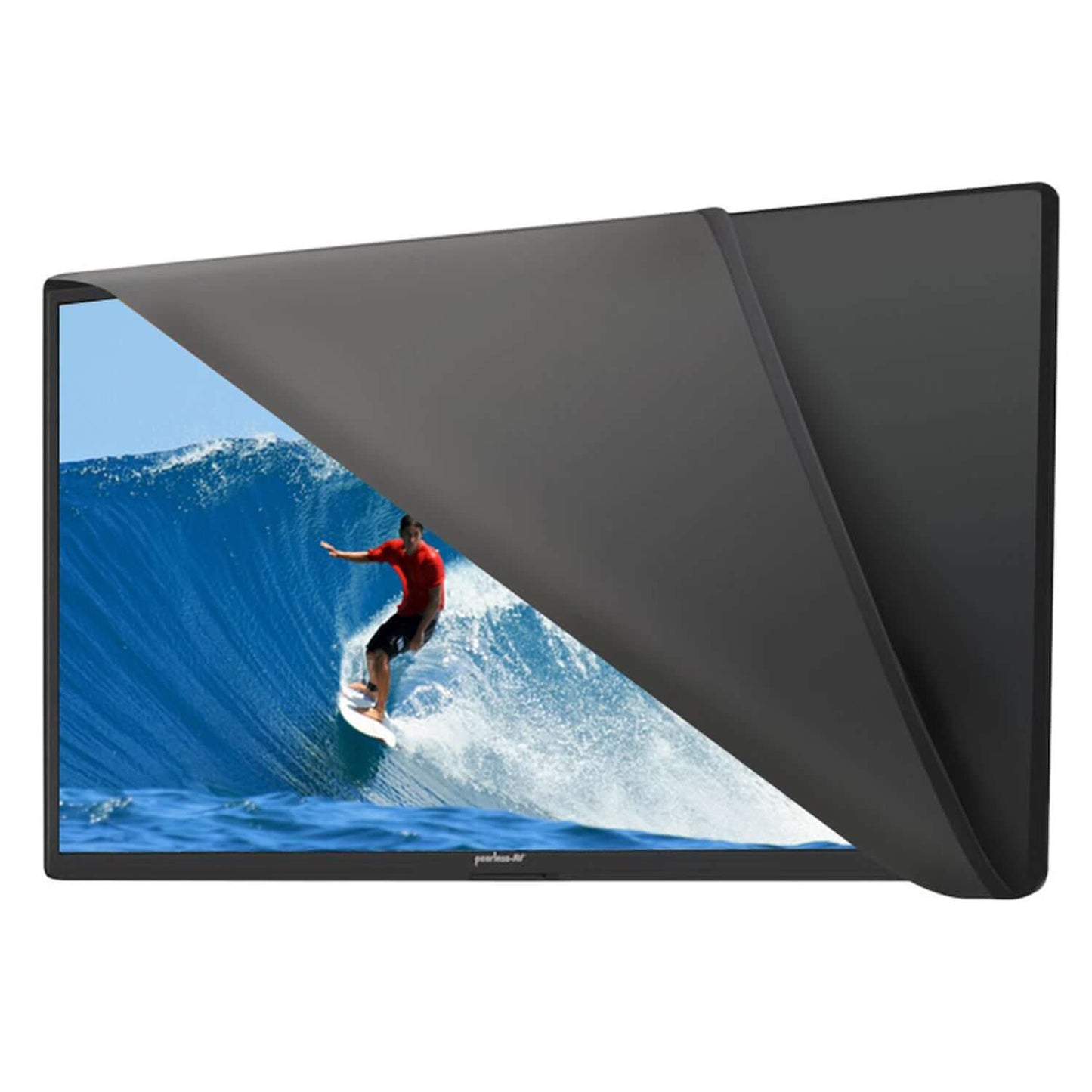 Durable Outdoor TV Cover for 50" TVs - Weatherproof, Dustproof & UV Resistant with Secure Fit protecting a flat screen.