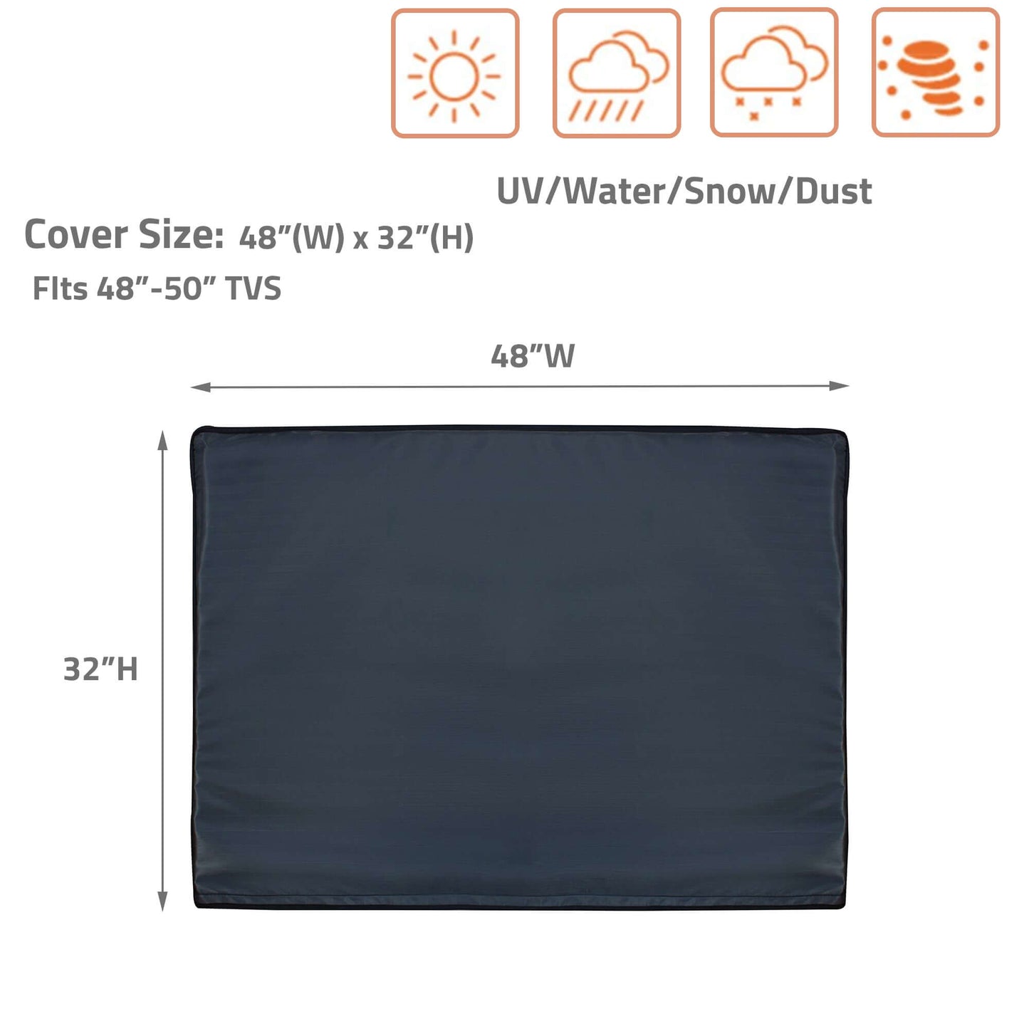 Durable Outdoor TV Cover for 50" TVs - Weatherproof, Dustproof & UV Resistant with Secure Fit, Navy blue cover for 50" TVs.