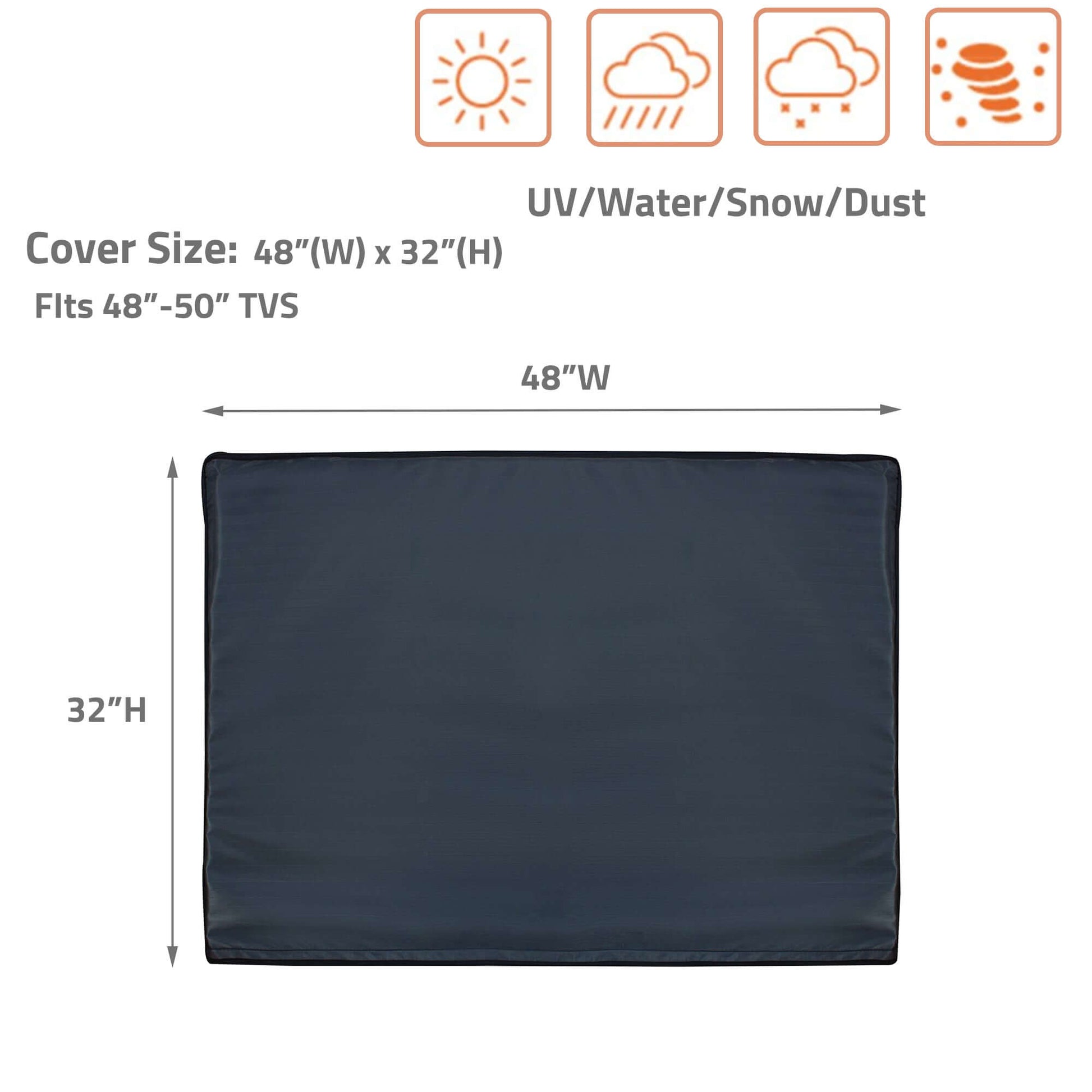 Durable Outdoor TV Cover for 50" TVs - Weatherproof, Dustproof & UV Resistant with Secure Fit, Navy blue cover for 50" TVs.