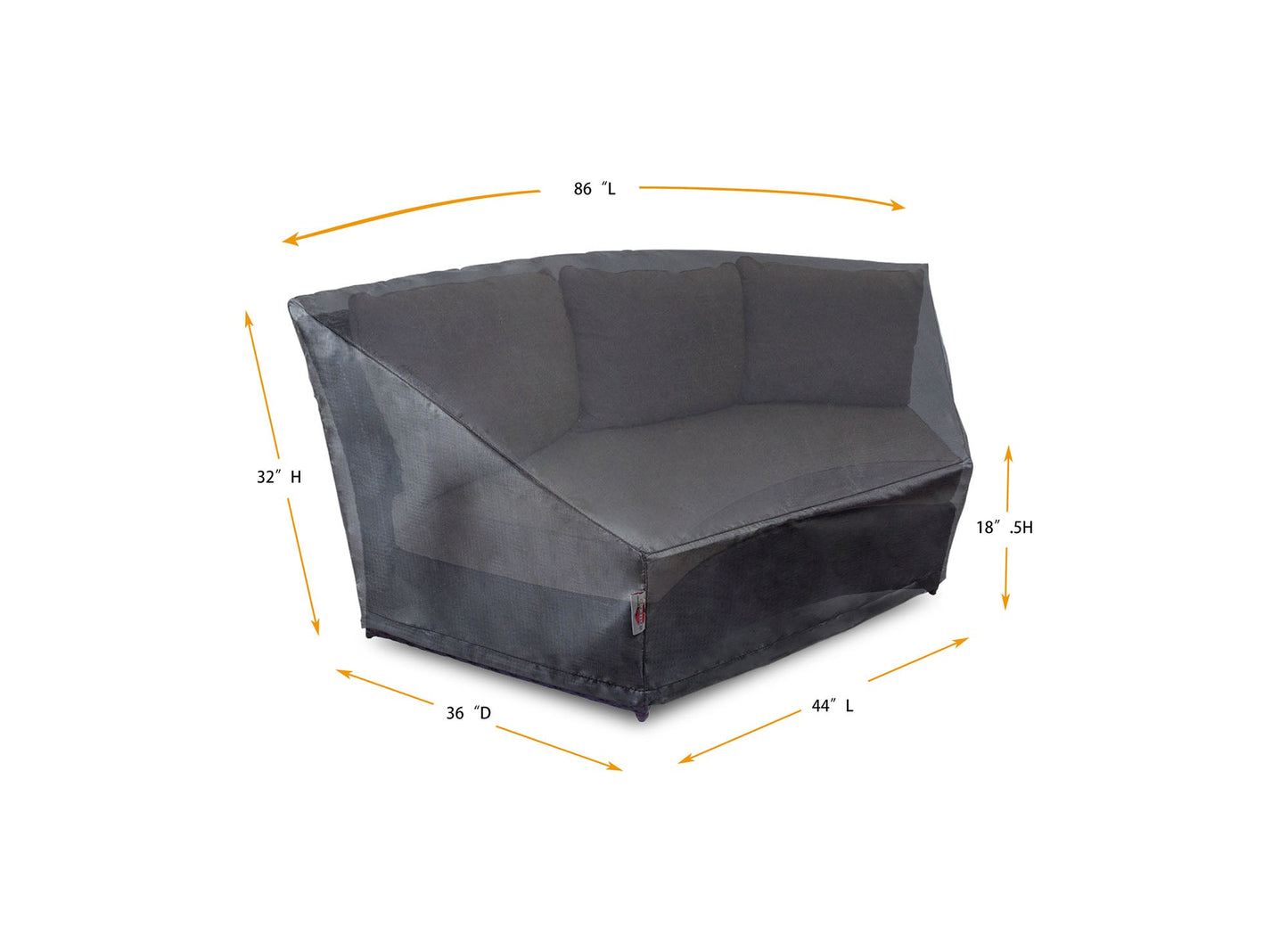 Circular Wicker Sofa Cover - 89''/45''Lx36''Dx38''H - Mercury