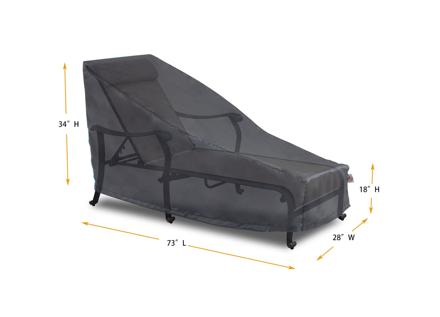 Chaise Lounge Cover - 73" L x 28" W x 18''/22.5"/37'' H - Mercury