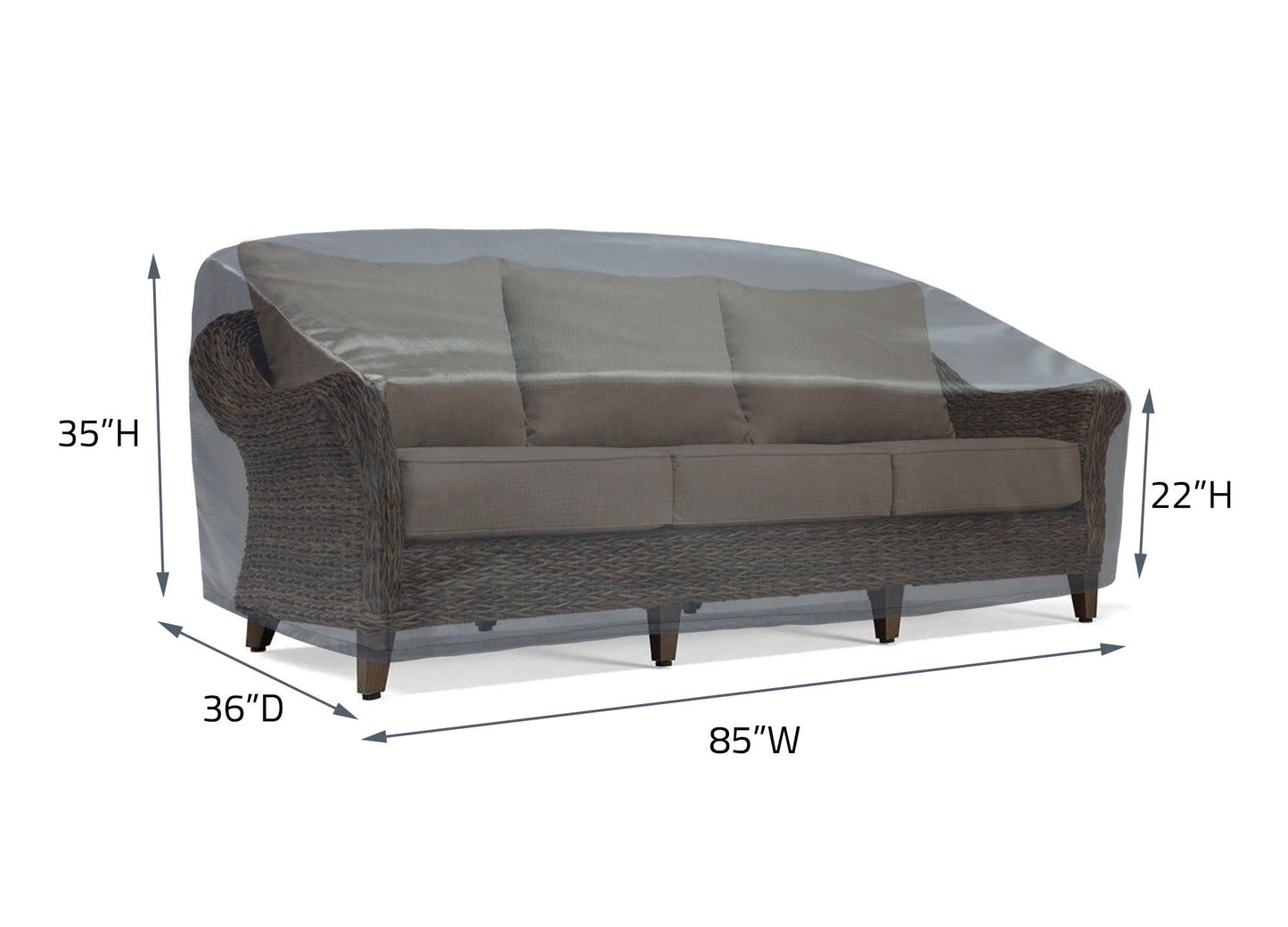 Sofa Cover - 85"Wx36"Dx35"H - Mercury