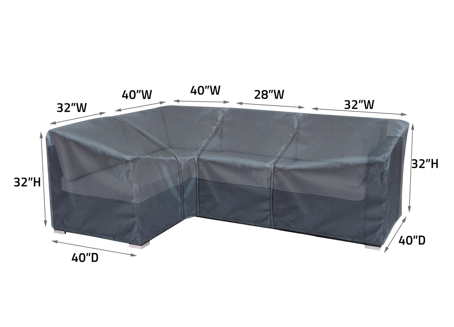Modular Cover Right End - 32"Wx40"Dx32"H - Mercury