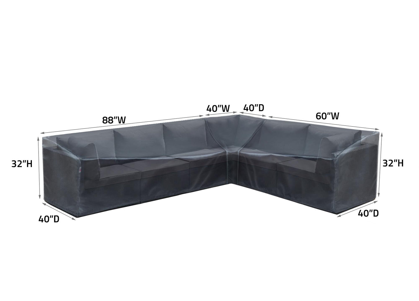 Modular Cover Sofa Left End - 88"Wx40"Dx18"H
- Mercury