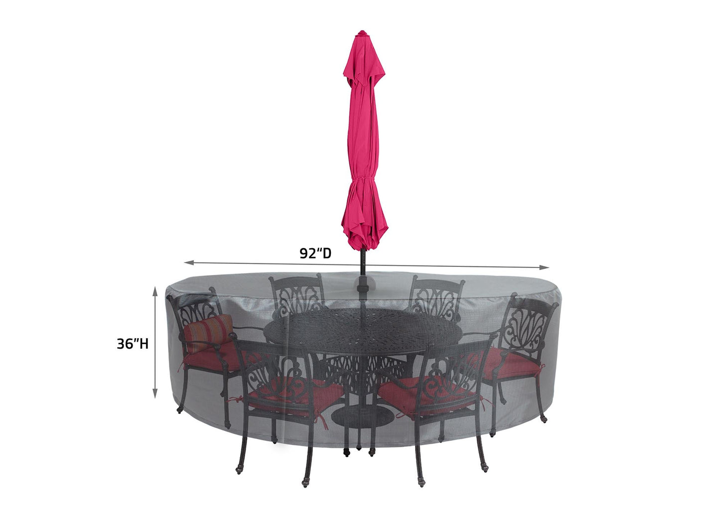 Round/Square Table Chair Cover 54" Velcro - DIA92'"x36'" - Mercury