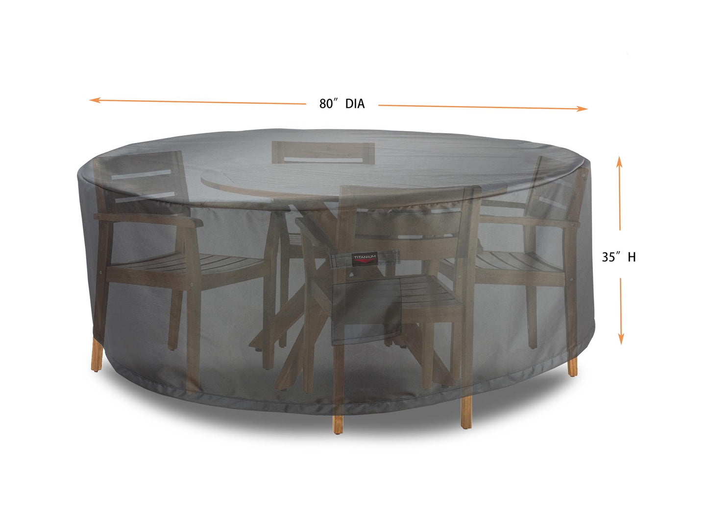 Dining Set Cover Round - 80"Dia x 35"H Titanium