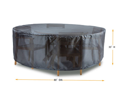 Round/Square Dining Table + chairs Cover - 80" Dia x 35" H - Mercury